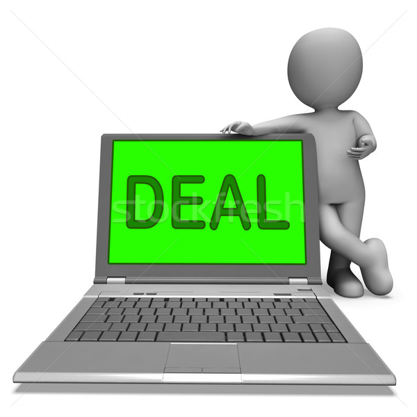 Deal laptop koopje contract online Stockfoto © stuartmiles