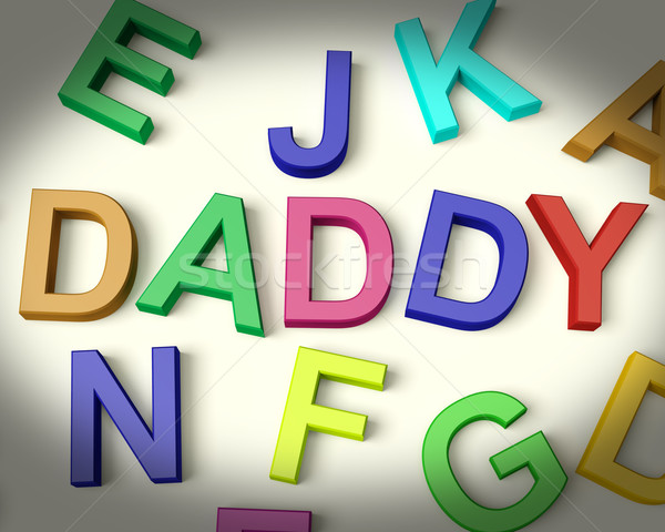 Stockfoto: Daddy · geschreven · plastic · kinderen · brieven · veelkleurig