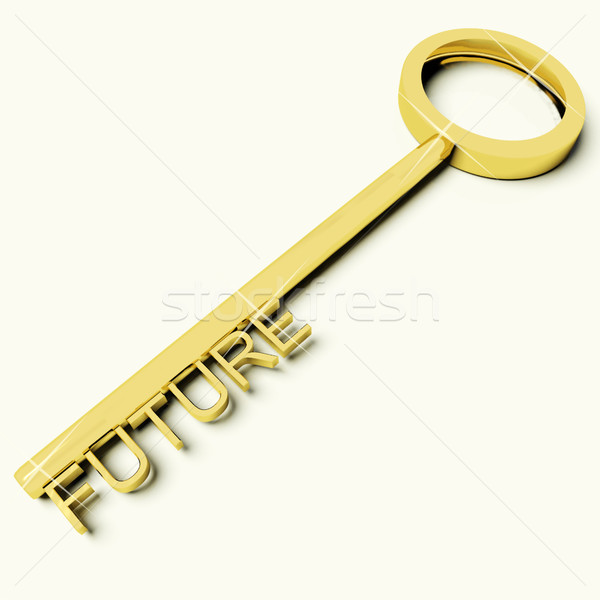 Schlüssel Zukunft Text Symbol Schicksal Entwicklung Stock foto © stuartmiles
