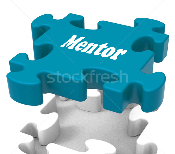 Mentor puzzel kennis advies mentoring tonen Stockfoto © stuartmiles