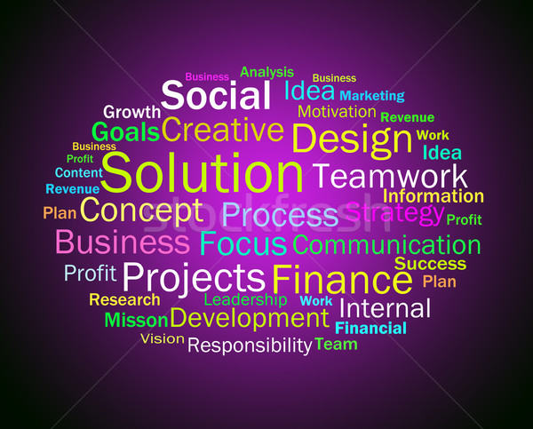 Stock photo: Solution Words Shows Success Resolution Solving And Solved