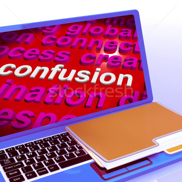 Confusão nuvem da palavra laptop confuso confuso dilema Foto stock © stuartmiles