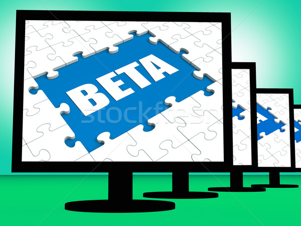 Beta On Monitors Shows Testing Software Or Internet Development Stock photo © stuartmiles