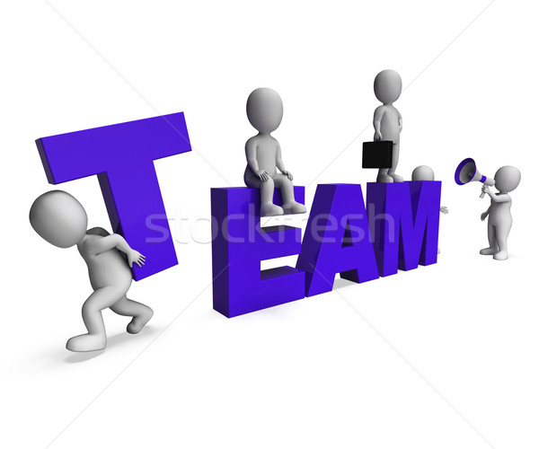 Team Showing 3d Characters Working Together With Synergy Stock photo © stuartmiles