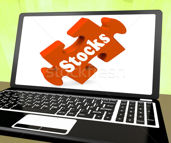 Stocks Laptop Shows Investors Shares Dow And Stock Market Stock photo © stuartmiles