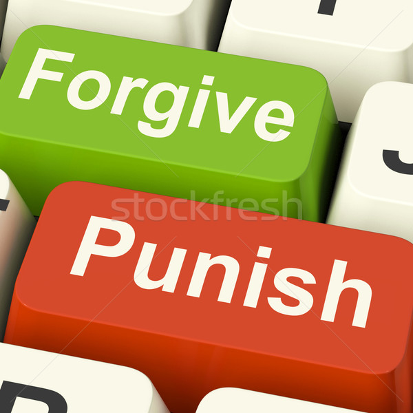 Punish Forgive Keys Shows Punishment or Forgiveness Stock photo © stuartmiles