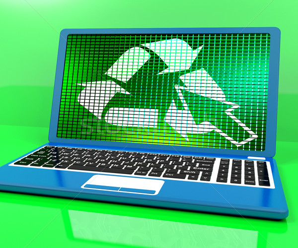 Recycleren icon laptop tonen recycling milieuvriendelijk Stockfoto © stuartmiles