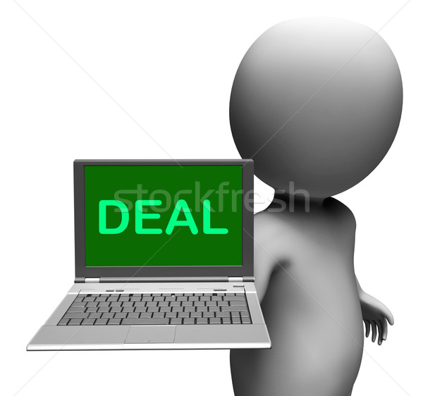 Deal Laptop Shows Agreement Contract Or Dealing Online Stock photo © stuartmiles