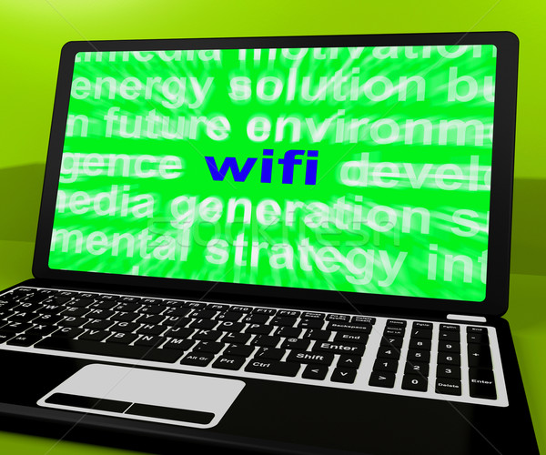 Wifi Laptop Shows Hotspot Wi-fi Access Or Internet Connection Stock photo © stuartmiles