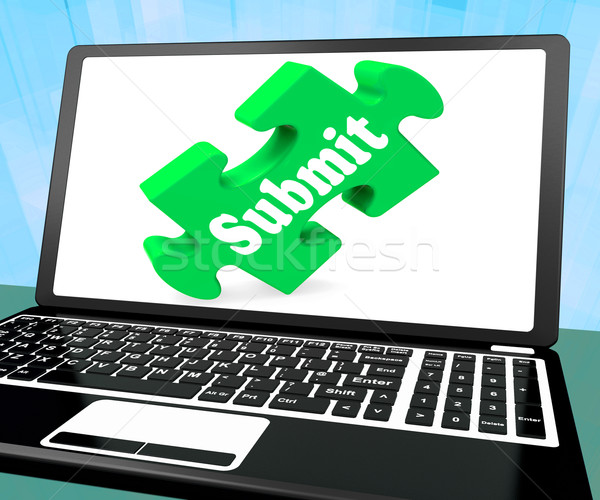Submit Laptop Shows Online Submitting Submissions Or Application Stock photo © stuartmiles