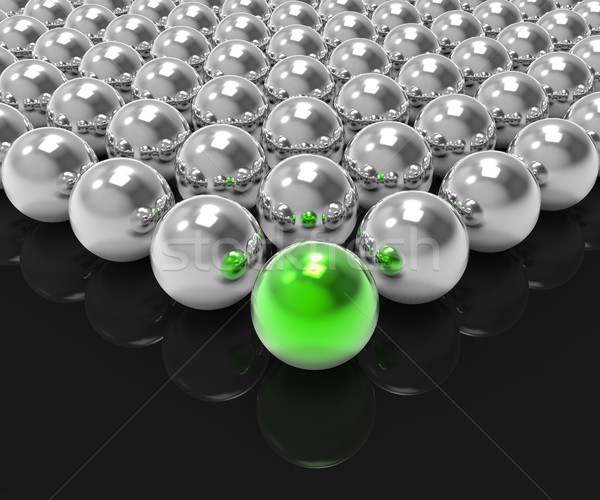 Stock photo: Leading Metallic Ball Shows Leadership Or Winning