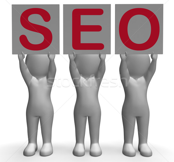 SEO Banners Mean Optimized Web Search And Development Stock photo © stuartmiles