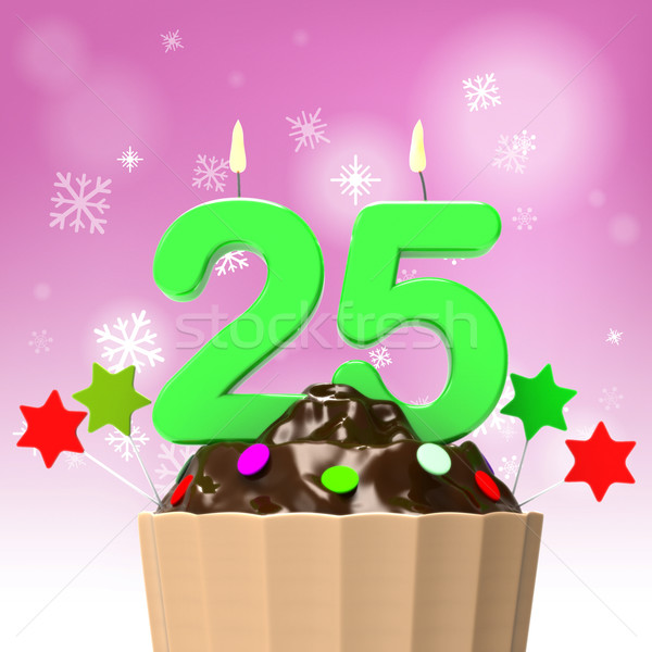 Twenty Five Candle On Cupcake Shows Getting Older Or Growing Up Stock photo © stuartmiles