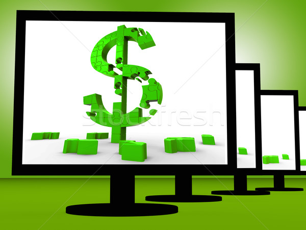 Dollar Symbol Monitor Investitionen Einsparungen Erfolg Stock foto © stuartmiles