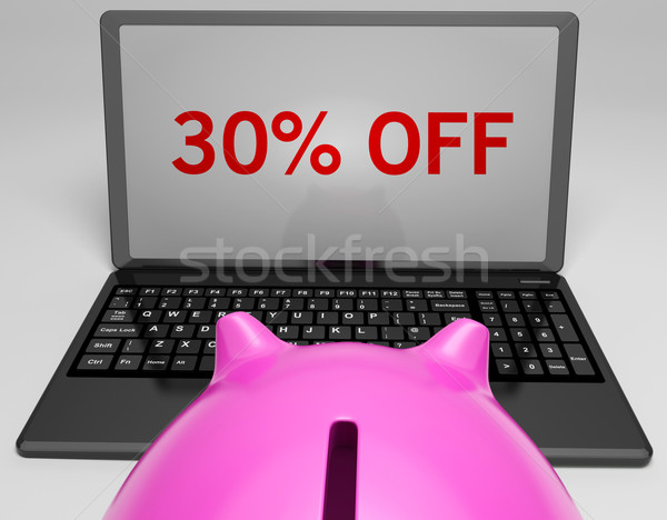 Harminc százalék el notebook megtakarított pénz internet Stock fotó © stuartmiles