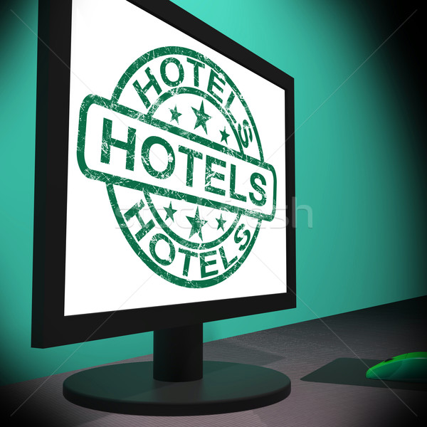 Hotelek monitor hotelszoba mutat háló utazás Stock fotó © stuartmiles