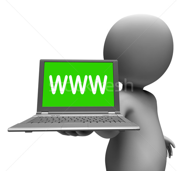 Www laptop charakter online Internetu internetowych Zdjęcia stock © stuartmiles