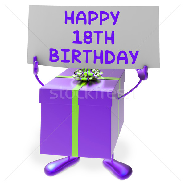 Happy 18th Birthday Sign and Gift Show Eighteenth Party Stock photo © stuartmiles