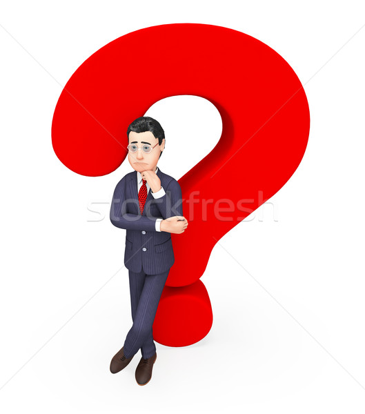 Businessman With Question Represents Frequently Asked Questions And Assistance Stock photo © stuartmiles
