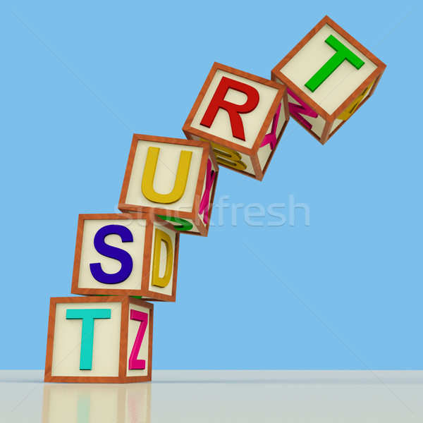 Blokken spelling vertrouwen vallen symbool gebrek Stockfoto © stuartmiles