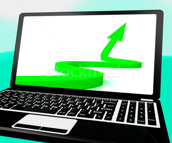 Arrow Pointing Up On Laptop Shows Improvement And Success Stock photo © stuartmiles