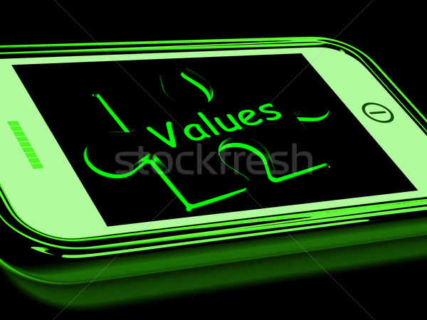 Waarden smartphone tonen principes moraliteit internet Stockfoto © stuartmiles