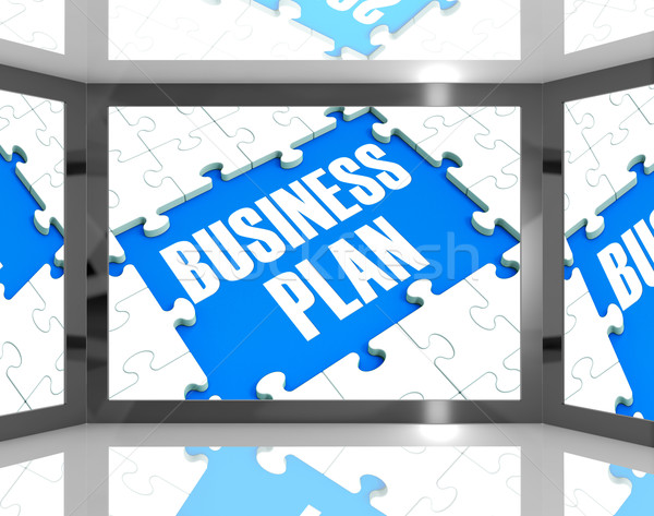 Stock photo: Business Plan On Screen Shows Marketing Strategies