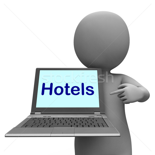 Hotel Laptop Shows Motels Hostels And Rooms Stock photo © stuartmiles