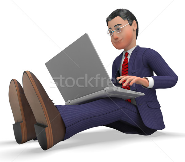 Businessman Typing Means World Wide Web And Businessmen Stock photo © stuartmiles