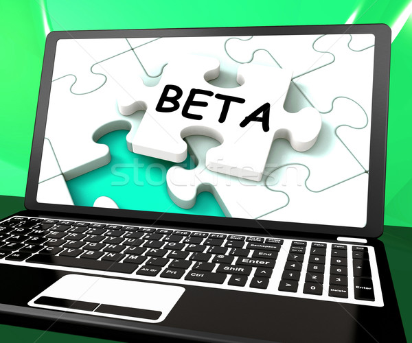 Beta Laptop Shows Online Demo Internet Software Or Development Stock photo © stuartmiles