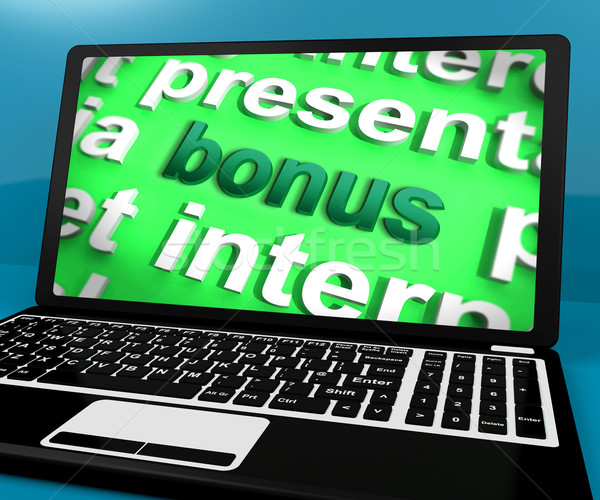Bonus On Laptop Shows Rewards Benefits Or Perks Online Stock photo © stuartmiles