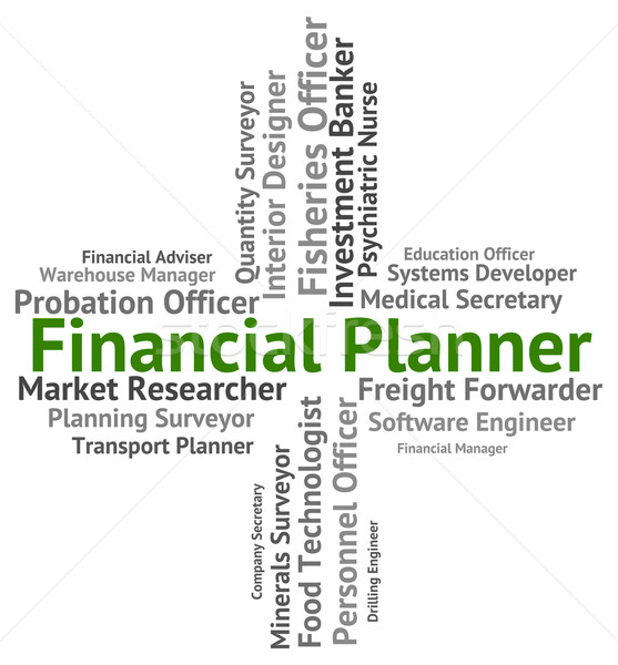 Stock fotó: Pénzügyi · tervező · alkalmazott · kereskedés · szó · jelentés