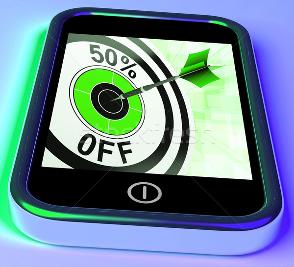 50 Percent Off On Smartphone Showing Great Offers Stock photo © stuartmiles