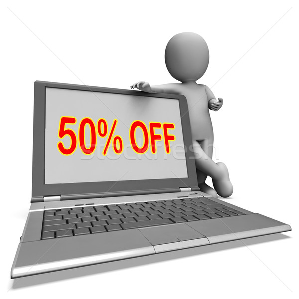 Fifty Percent Off Monitor Means Deduction Or Sale Online Stock photo © stuartmiles