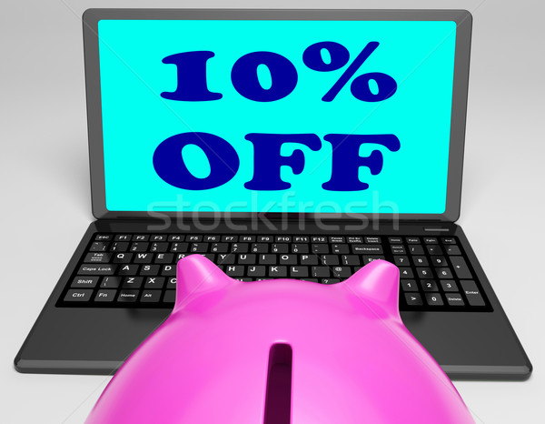 Ten Percent Off Laptop Shows 10 Savings On Web Stock photo © stuartmiles