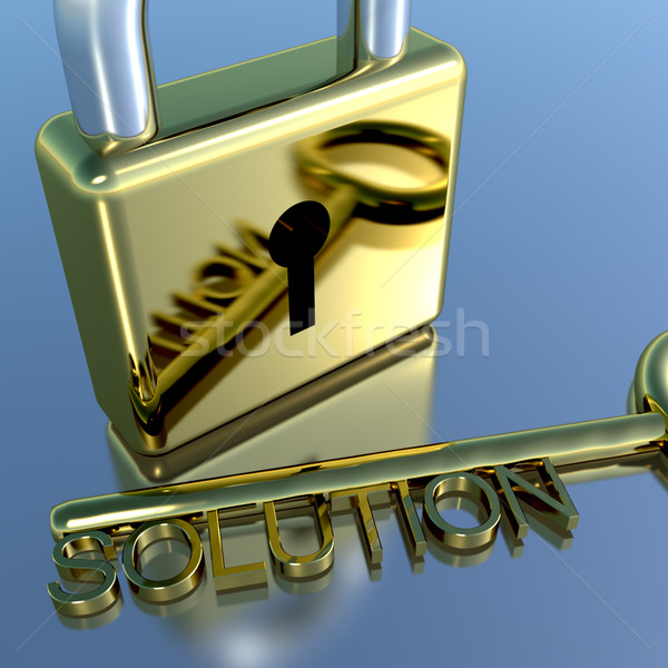 Padlock With Solution Key Showing Strategy Planning And Success Stock photo © stuartmiles