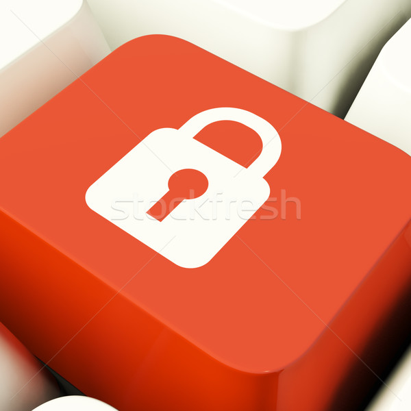 Padlock Icon Computer Key Showing Safety Security And Protected Stock photo © stuartmiles