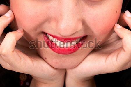Receptionist telefono parlando cliente sorriso faccia Foto d'archivio © stuartmiles