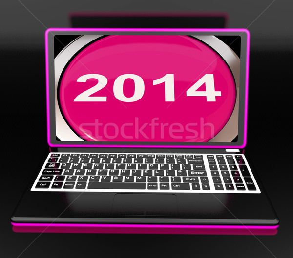 Doua mie laptop anul nou 2014 Imagine de stoc © stuartmiles