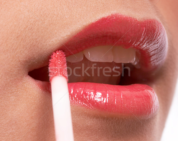 Ragazza lip gloss up colore Foto d'archivio © stuartmiles