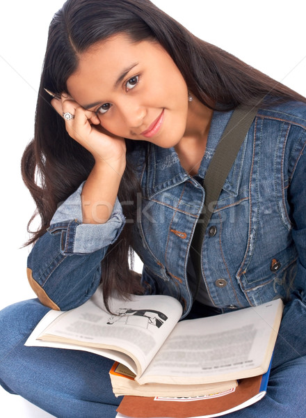 Felice studente studiare libri di testo sorridere ragazza Foto d'archivio © stuartmiles