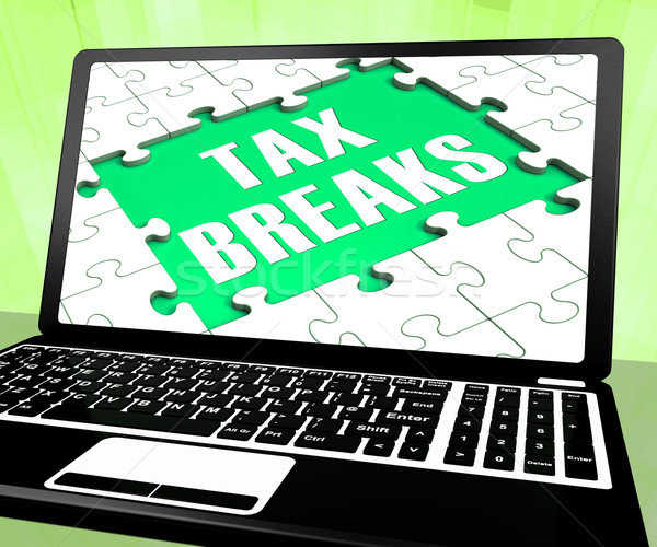 Tax Breaks On Laptop Shows Internet Paying Stock photo © stuartmiles
