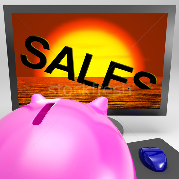 Sales Sinking On Monitor Shows Sales Collapse Stock photo © stuartmiles
