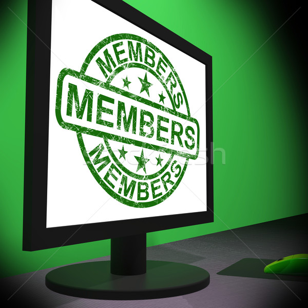 Stock photo: Members Computer Shows Membership Registration And Internet Subs