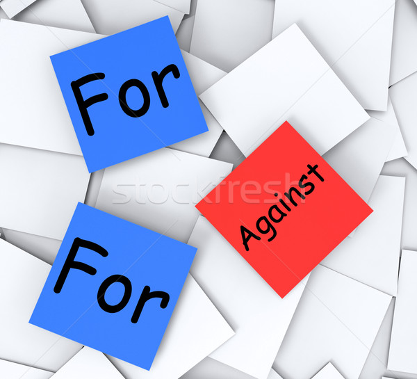 For Against Post-It Notes Mean Pros And Cons Stock photo © stuartmiles