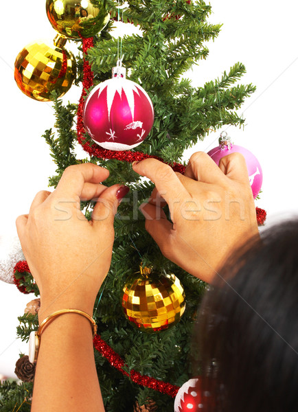 Decorating The Christmas Tree Stock photo © stuartmiles