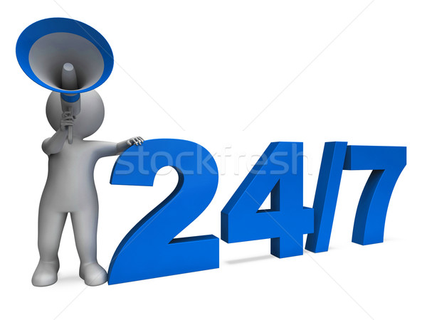 Twenty Four Seven Character Means All Week Or Seven Days Stock photo © stuartmiles