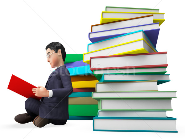 Businessman Reading Books Represents Faq Help And University Stock photo © stuartmiles
