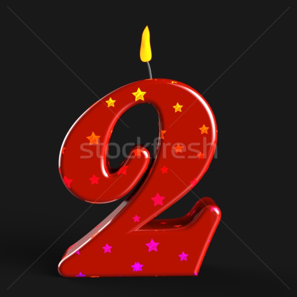 Stock photo: Number Two Candle Means Second Birthday Or Celebration