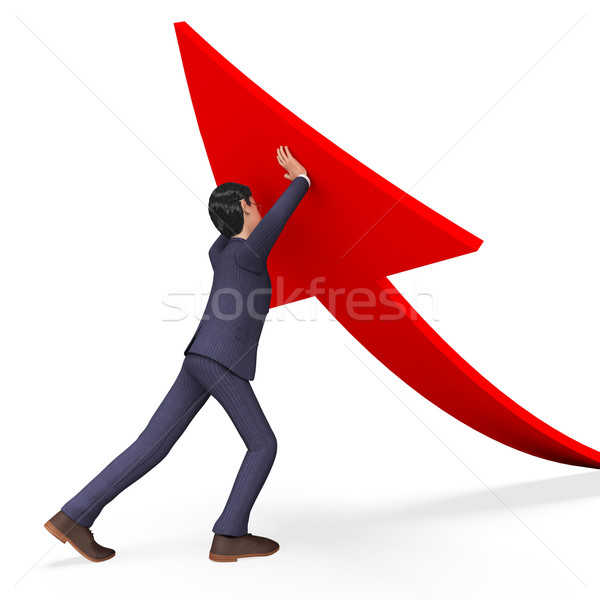 Businessman Pushing Arrow-Up Means Pushed Carry And Successful Stock photo © stuartmiles